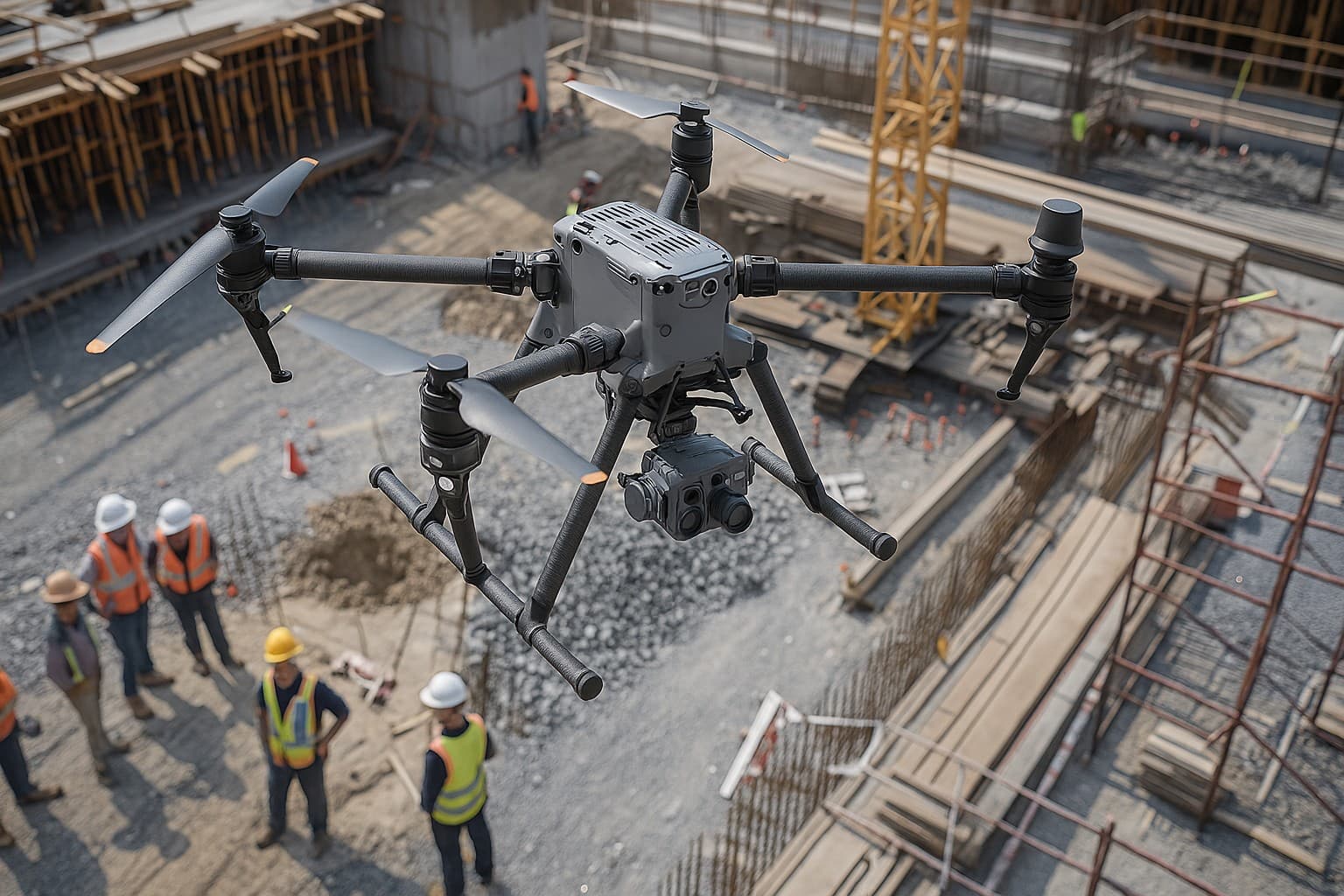 Aerial image of a tower under construction in Calgary