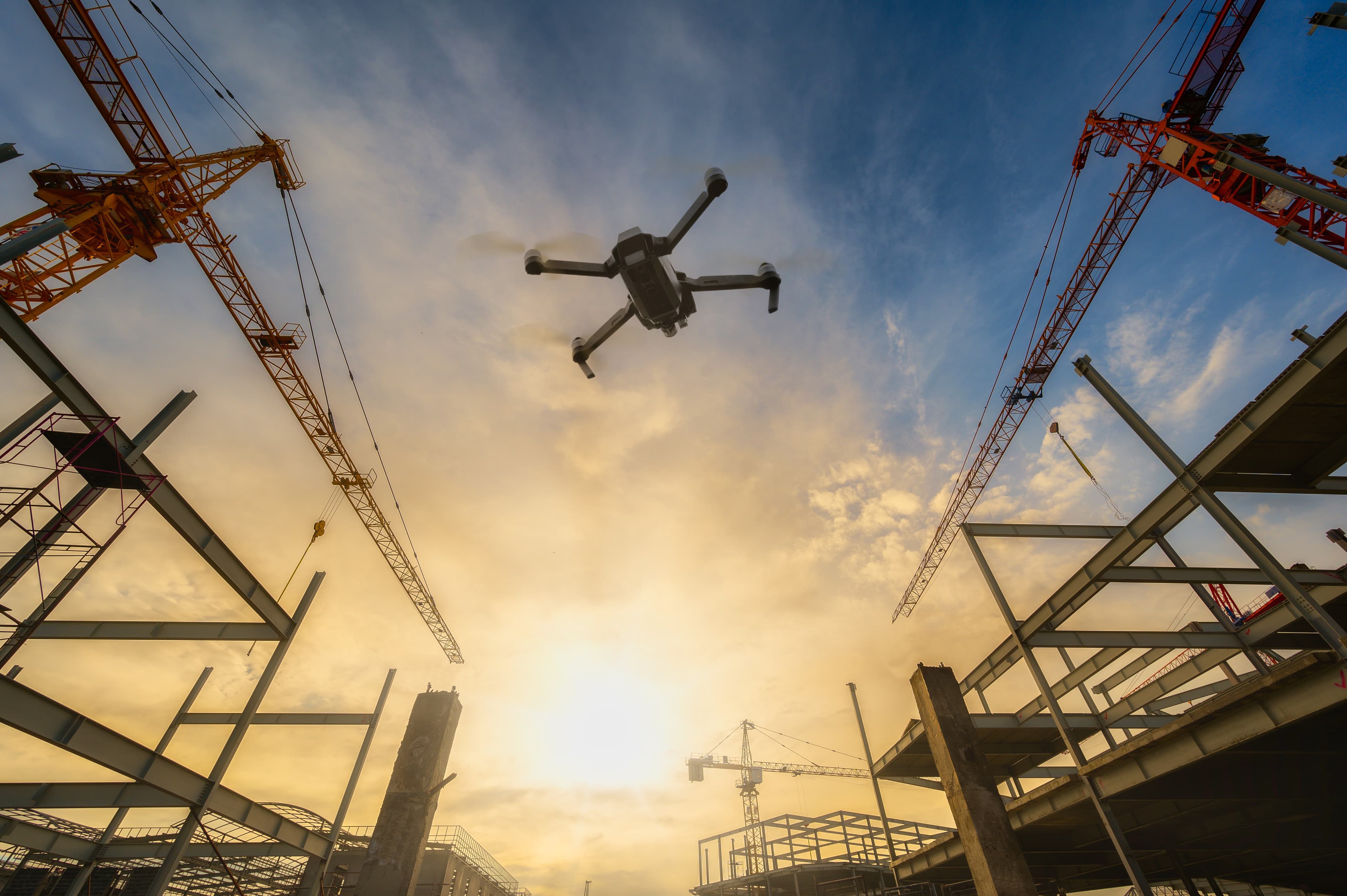 Aerial view of an active construction site