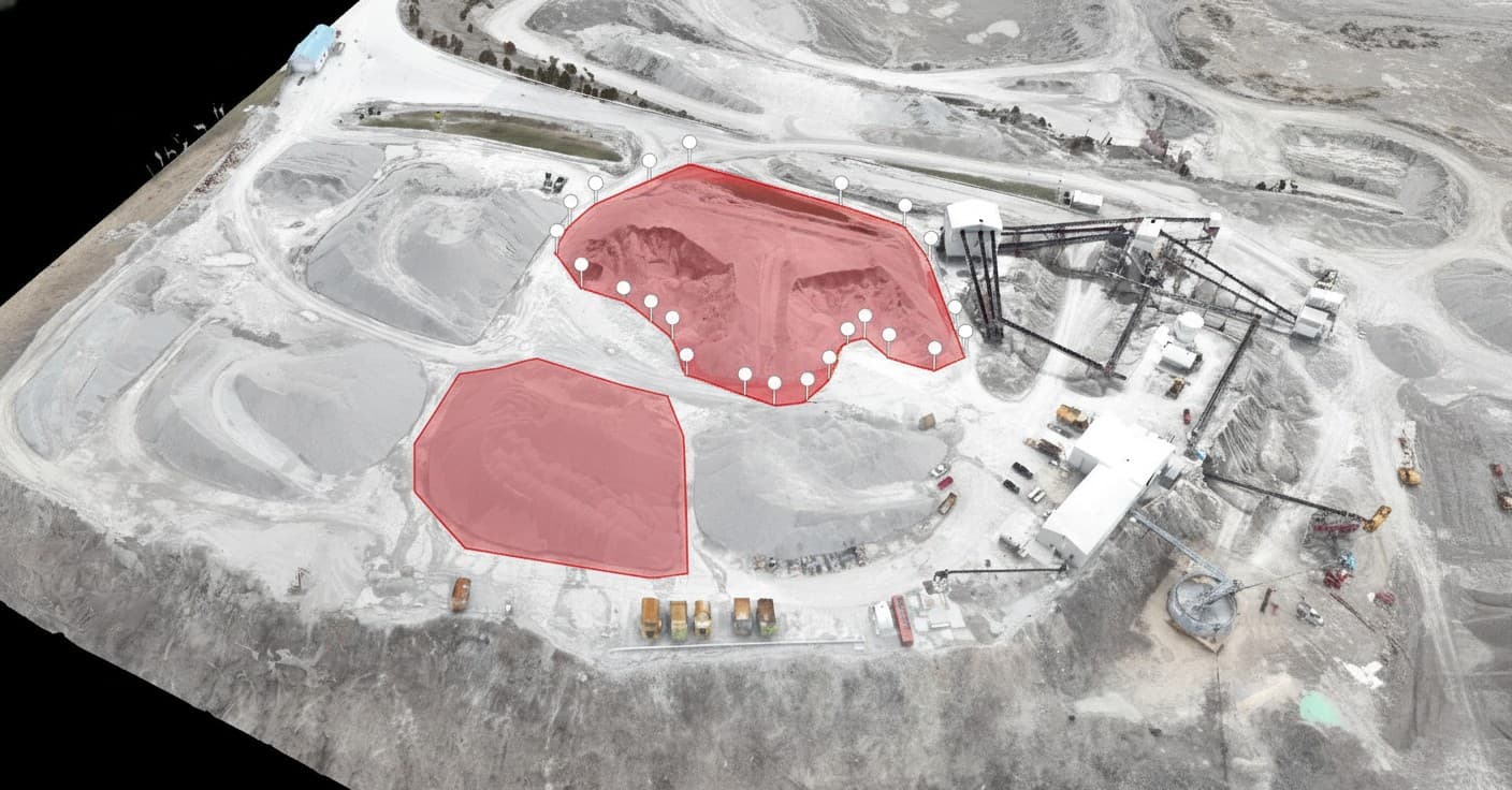 Aerial view of an stock pile
